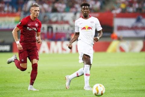 RB Leipzig Salzburg Soccer Euro League Leipzig 20 09 2018 Red Bull Arena Soccer UEFA Europa League RB Leipzig GER vs FC Salzburg AUT Pictured by Hannes Wolf 13 Salzburg and Nordi Mukiele 22 RB Leipzig UEFA Êregulations prohibit any use of images as image sequences and or quasi Video