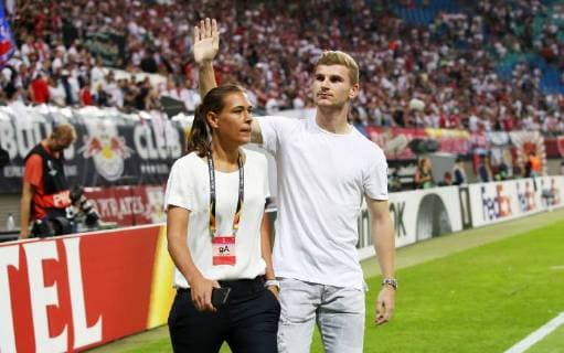 RB Leipzig Salzburg Soccer Euro League Leipzig 20 09 2018 Red Bull Arena Soccer UEFA Europa League RB Leipzig GER vs FC Salzburg AUT Pictured RBL Media Representative Silva Salaender and Timo Werner 11 RB Leipzig z Z injured UEFA Êregulations prohibit any use of photographs as image sequences and or quasi video