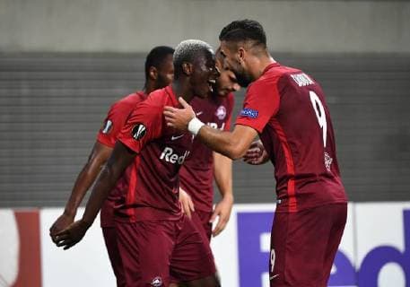 Soccer Men Season 2018 2019 Europa League Group B 1 Gameday RB Leipzig FC Salzburg v Amadou Haidara Red Bull Salzburg Munas Dabbur Red Bull Salzburg Rejoicing for goal to 2 0 20 09 2018 Copyright: xMatthiasxKochx