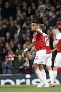 Fußball, EL, FC Arsenal - Worskla Poltawa GOAL - Pierre-Emerick Aubamayang of Arsenal opens the scoring during the UEFA Europa League Group Stage match between Arsenal FC and FC Vorskla Poltava at the Emirates Stadium, London, England on 20 September 2018. Copyright: xCarltonxMyriex 21100011