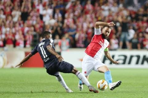 Fußball, EL, Slavia Prag - Girondins Bordeaux PRAGUE 20.09.2018 PILKA NOZNA FOOTBALL LIGA EUROPY - UEFA EUROPA LEAGUE SLAVIA PRAHA - GIRONDINS BORDEAUX NZ. JOSEF HUSBAUER (SLAVIA) FOT. MICHAL CHWIEDUK FOKUSMEDIA.COM.PL NEWSPIX.PL --- Newspix.pl FRANCE OUT!  180920CHW003