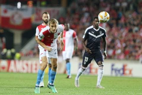 Fußball, EL, Slavia Prag - Girondins Bordeaux PRAGUE 20.09.2018 PILKA NOZNA FOOTBALL LIGA EUROPY - UEFA EUROPA LEAGUE SLAVIA PRAHA - GIRONDINS BORDEAUX NZ. TOMAS SOUCEK (SLAVIA) FOT. MICHAL CHWIEDUK FOKUSMEDIA.COM.PL NEWSPIX.PL --- Newspix.pl FRANCE OUT!  180920CHW022