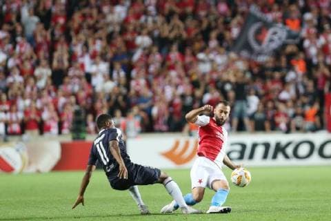 Fußball, EL, Slavia Prag - Girondins Bordeaux PRAGUE 20.09.2018 PILKA NOZNA FOOTBALL LIGA EUROPY - UEFA EUROPA LEAGUE SLAVIA PRAHA - GIRONDINS BORDEAUX NZ. JOSEF HUSBAUER (SLAVIA) FOT. MICHAL CHWIEDUK FOKUSMEDIA.COM.PL NEWSPIX.PL --- Newspix.pl FRANCE OUT!  180920CHW025