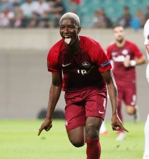 RB Leipzig Salzburg Soccer Euro League Leipzig 20 09 2018 Red Bull Arena Soccer UEFA Euro League Group B 1 Gameday RB Leipzig vs. FC Salzburg Pictured goal for FC Salzburg Amadou Haidara 4 Salzburg scores from 0 2 and celebrates according to UEFAs guidelines It is forbidden to use or process photo shoots in the stadium and or the game in the form of sequence pictures and or video-like photo series