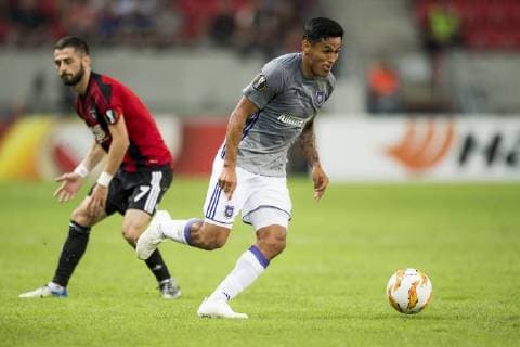 Fußball, EL, Spartak Trnava - RSC Anderlecht Anderlecht s Andy Najar and Spartak s midfielder Vakhtang Chanturishvili fight for the ball during a match between Belgian soccer team RSC Anderlecht and Slovakian club Spartak Trnava, Thursday 20 September 2018 in Trnava, Slovakia, on day one of the UEFA Europa League group stage. JASPERxJACOBS  x05430309x