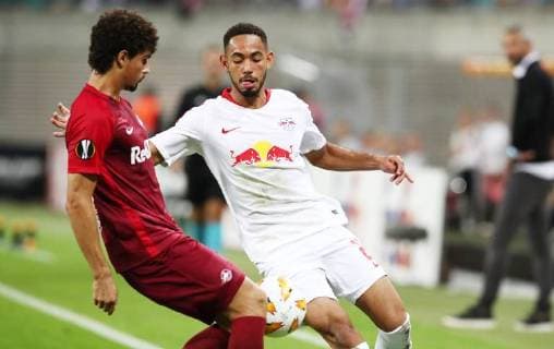RB Leipzig Salzburg Soccer Euro League Leipzig 20 09 2018 Red Bull Arena Soccer UEFA Europa League RB Leipzig GER vs FC Salzburg AUT Pictured left AndrŽ Ramalho 15 Salzburg and Matheus Cunha 20 RB Leipzig UEFA Êregulations prohibit any use of images as image sequences and or quasi Video