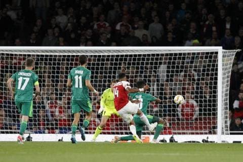 GOAL - Pierre-Emerick Aubamayang of Arsenal scores again during the UEFA Europa League Group Stage match between Arsenal FC and FC Vorskla Poltava at the Emirates Stadium, London, England on 20 September 2018. Copyright: xCarltonxMyriex 21100012