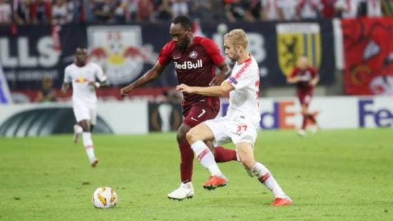 RB Leipzig Salzburg Soccer Euro League Leipzig 20 09 2018 Red Bull Arena Soccer UEFA Euro League Group B 1 Gameday RB Leipzig vs FC Salzburg Pictured left Reinhold Yabo 7 Salzburg and Konrad Laimer 27 RB Leipzig According to UEFAs guidelines, it is prohibited in to use the stadium and or the game made photo recordings in the form of sequence images and or video-like photo galleries or to let exploit