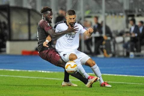 Andrea Bertolacci AC Milan 16 and Aniss El Hriti F91 Dudelange 39 in Europa League match between F 91 Dudelange Luxembourg and AC Milan Italy on 20 09 18 F 91 Dudelange Luxembourg vs AC Milan Italy Europa League Luxembourg Copyright: xEIBNER PeterxFranzx EP_PFZ