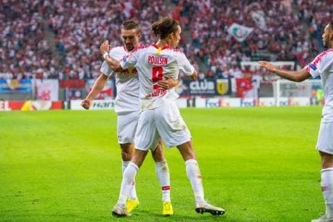 UEFA Europa League RB Leipzig GER vs FC Salzburg AUT 20 09 2018 Red Bull Arena Leipzig GER UEFA Europa League RB Leipzig GER vs FC Salzburg AUT in the picture Jubilation after the 2 2 equalizer by Yussuf Poulsen 9 RB Leipzig nordphotoxDostmann nph00325