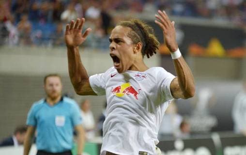 UEFA Europa League 2018 2019 Group Stage Group Stage 1 Gameday RB Leipzig vs. FC Salzburg Red Bull Salzburg 20 09 2018 Cheers to Yussuf Poulsen Leipzig after his goal to 2 2 Leipzig Saxony Germany