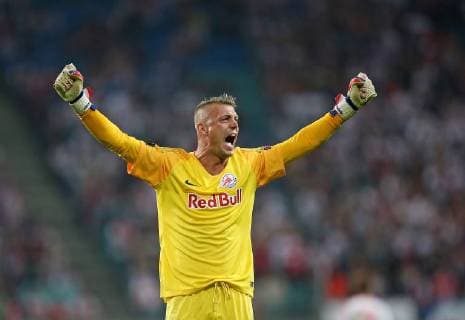 20 09 2018 Football UEFA Europa League 2018 2019 Group Stage 1 Gameday RB Leipzig FC Salzburg at Red Bull Arena Leipzig Jubilation Goalkeeper Alexander Walke RB Salzburg Goal to 2 3 DFL and DFB regulations prohibit any use of images as image sequences and or almost video