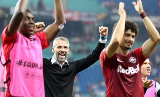 GER Europa League Group B RasenBallsport Leipzig vs Besiktas Istanbul 20 09 18 Leipzig Red Bull Arena GER Season 2018 2019 UEFA Europa League Group B 1 Gameday of 6 RasenBallsport Leipzig vs FC Red Bull Salzburg im Bild Final cheering Coach Marco Rose Salzburg DFL regulations prohibit any use of photographs as image sequences and or quasi video