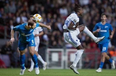 FCKs Dame N Doye og FC Zenits Matías Kranevitter i Europa League kamp mellem FCK-FC Zenit i Telia Parken torsdag den september 2018. , Copenhagen Denmark  Copyright: Scanpix LiselottexSabroex COP101 spdk20180920-231521-L