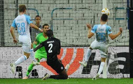 20 09 2018 xjhx Football UEFA Europa League Olympique Marseille Eintracht Frankfurt Emporer Evan Ndicka N Dicka N «Dicka Eintracht Frankfurt Kevin Trapp Eintracht Frankfurt Florian Thauvin Olympique Marseille DFL DFB REGULATIONS PROHIBIT ANY USE OF PHOTOGRAPH as IMAGE SEQUENCES and or QUASI VIDEO Marseille