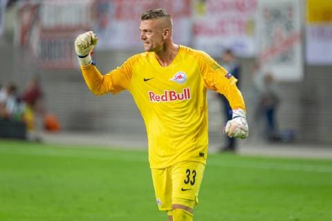 Jubilee celebration at Alexander Walke Salzburg 33 Goals scored 2 3 Final score Soccer UEFA Europa League RB Leipzig FC Salzburg xprx