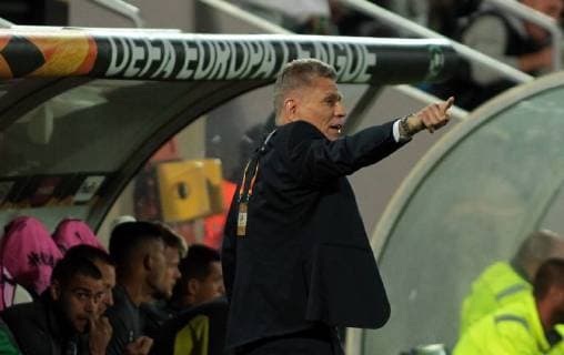 20.09.2018 Razgrad(Bulgaria) PFC Ludogorets-Bayer 04 Leverkusen Europa League men s football Mello Autuori (r) PFC Ludogorets coach : 