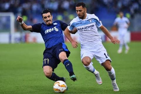 Football Europa League First Round-Lazio v Apollon Limassol-Olimpic Stadium-Rome-20-09-2018 in the picture Joao Pedro and Riza Durmisi Photo Photographer01  Copyright: xFotografo01x xIPAx xFotografo01x