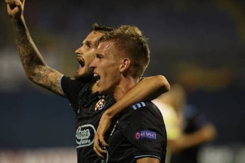 Zagreb, 20.9.2018. - Stadion Maksimir, UEFA EUROPA LEAGUE - 2018 19 SEASON GNK Dinamo Zagreb (dark-blue) - Fenerbahçe SK (yellow) 4:1, Group D - Matchday 1 Dani Olmo (7) and Petar Stojanovic (30) 