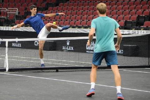 September 20, 2018 - Chicago, Illinois, United States - Members of Team Europe having some fun in advance of the 2018 Laver Cup tennis event in Chicago. Tennis 2018: Laver Cup - ZUMAl132 20180920_zap_l132_022 Copyright: xChristopherxLevyx