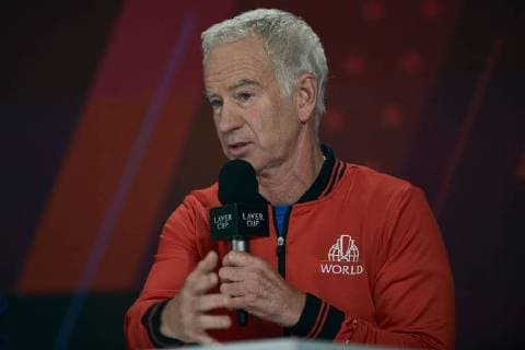 September 20, 2018 - Chicago, Illinois, U.S - Team World Coach JOHN MCENROE answers questions during a team press conference PK Pressekonferenz before the Laver Cup at the United Center in Chicago, Illinois. Laver Cup Team Press Conference - ZUMAl140 20180920_zap_l140_003 Copyright: xShelleyxLiptonx