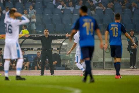 Lazio vs Apollon Limassol - UEFA Europa League 20th September 2018, Stadio Olimpico, Rome, Italy; UEFA Europa League football, Lazio versus Apollon Limassol; coach Sofronis Avgousti of Apollon Limassol appeals to the referee Credit: Giampiero Sposito Pacific Press . Rome Lazio Italy Stadio Olimpico  GiampieroxSposito PacificxPress