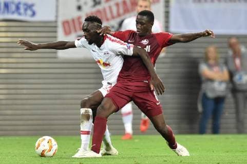 Football Europe League Group Stage 1 Gameday RB Leipzig FC Salzburg on 20 09 2018 in the Red Bull Arena in Leipzig Jean Kevin Augustin Leipzig left Diadie Samassekou Salzburg right DFL Regulations prohibit any use of images as image sequences or quasi video xTTx