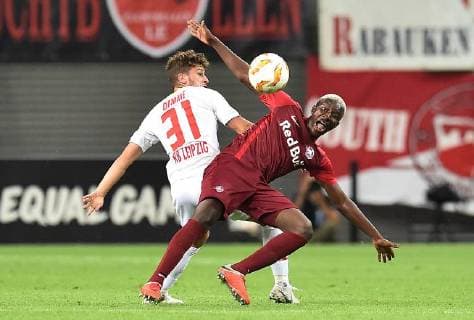 Soccer Europa League Group Stage 1 Gameday RB Leipzig FC Salzburg on 20 09 2018 in the Red Bull Arena in Leipzig Amadou Haidara Salzburg forward Diego Demme Leipzig back DFL Regulations prohibit any use of images as or sequences xTTx