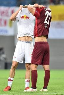 Football Europe League Group Stage 1 Gameday RB Leipzig FC Salzburg on 20 09 2018 in the Red Bull Arena in Leipzig Konrad Laimer Leipzig left Stefan Lainer Salzburg right DFL Regulations prohibit any use of images as image sequences and or quasi video xTTx