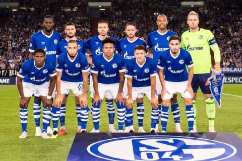 (BL-R) Salif Sane of FC Schalke 04, Daniel Caligiuri of FC Schalke 04, Matija Nastasic of FC Schalke 04 Mark-Alexander Uth of FC Schalke 04, Ronaldo Aparecido Rodrigues ( Naldo ) of FC Schalke 04, goalkeeper Ralf Fährmann of FC Schalke 04 (FL-R) Breel Donald Embolo of FC Schalke 04, Nabil Bentaleb of FC Schalke 04, Weston McKennie of FC Schalke 04, Daniel Caligiuri of FC Schalke 04, Suat Serdar of FC Schalke 04 SC2DFL REGULATIONS PROHIBIT ANY USE OF PHOTOGRAPHS AS IMAGE SEQUENCES AND OR QUASI-VIDEO. during the UEFA Champions League group D match between Schalke 04 and FC Porto at the Arena auf Schalke on September 18, 2018 in Gelschenkirchen, Germany UEFA Champions League 2018 2019 xVIxVIxImagesx xGerritxvanxKeulenxIVx 12187227