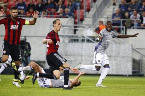 Boris Godal and Ivan Santini forward of RSC Anderlecht and Landry Dimata forward of RSC Anderlecht FOOTBALL : FC Spartak Trnava vs RSC Anderlecht - Ligue europeenne - 20 09 2018 PhotoNews Panoramic  775219981