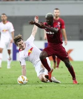 RB Leipzig Salzburg Soccer Euro League Leipzig 20 09 2018 Red Bull Arena Soccer UEFA Europa League RB Leipzig GER vs FC Salzburg AUT 2 3 0 2 Pictured left Marcel Sabitzer 7 RB Leipzig and Amadou Haidara 4 Salzburg UEFA Êregulations prohibit any use of photographs as image sequences and or quasi video