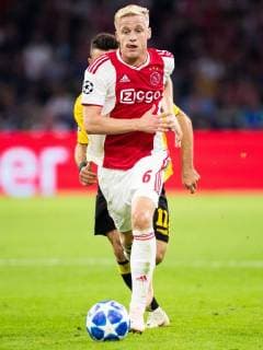 Donny van de Beek of Ajax during the UEFA Champions League group E match between Ajax Amsterdam and AEK FC at the Johan Cruijff Arena on September 19, 2018 in Amsterdam, The Netherlands UEFA Champions League 2018 2019 xVIxVIxImagesx xTomxBodexMultimediaxIVx 12187778