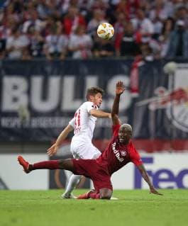 20 09 2018 Football UEFA Europa League 2018 2019 Group Stage 1 Gameday RB Leipzig FC Salzburg at Red Bull Arena Leipzig LR Diego Demme RB Leipzig in action with Amadou Haidara RB Salzburg DFL and DFB regulations prohibit any use of images as image sequences and or quasi video