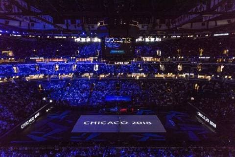 September 21, 2018 - Chicago, Illinois, U.S - Opening ceremonies before the first match on Day One of the Laver Cup at the United Center in Chicago, Illinois. Laver Cup Day 1 - ZUMAl140 20180921_zap_l140_001 Copyright: xShelleyxLiptonx