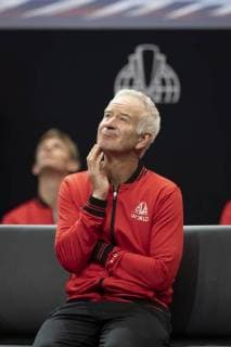September 21, 2018 - Chicago, Illinois, U.S - Team World coach JOHN MCENROE looks on during the second singles match on Day One of the Laver Cup at the United Center in Chicago, Illinois. Laver Cup Day 1 - ZUMAl140 20180921_zap_l140_052 Copyright: xShelleyxLiptonx