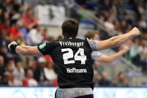 Torjubel at Robin Hoffmann HC ELbflorenz Dresden 24 ASV Hamm Westphalia vs HC Elbflorenz Dresden Handball 2 Bundesliga 22 09 2018 ASV Hamm Westphalia vs HC Elbflorenz Dresden Handball 2 Bundesliga 22 09 2018 Hamm Copyright: xEibner Jan_Strohdiekx EP_JSK