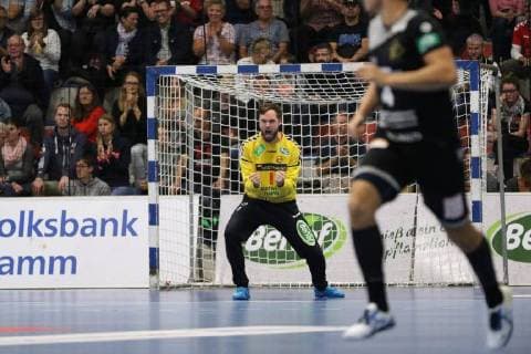 Jubilation with Felix Storbeck ASV Hamm Westphalia 1 ASV Hamm Westphalia vs HC Elbflorenz Dresden Handball 2 Bundesliga 22 09 2018 ASV Hamm Westphalia vs HC Elbflorenz Dresden Handball 2 Bundesliga 22 09 2018 Hamm Copyright: xEibner Jan_Strohdiekx EP_JSK