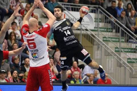 ASV Hamm Westfalen 6 left ASV Hamm vs HC Elbflorenz Dresden handball 2 Bundesliga 22 09 2018 ASV Hamm vs HC Elbflorenz Dresden Handball 2 Bundesliga 22 09 2018 Hamm Copyright: xEibner Jan_Strohdiekx EP_JSK