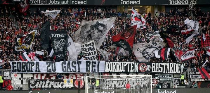 Germany Frankfurt am Main Commerzbank Arena 23 09 2018 Football 1 Bundesliga Eintracht Frankfurt RB Leipzig Frankfurt fans with banner against the DFB Award EM Football 1 Bundesliga Eintracht Frankfurt RB Leipzig Frankfurt am Main Copyright: xEIBNER HBMx EP_BEC