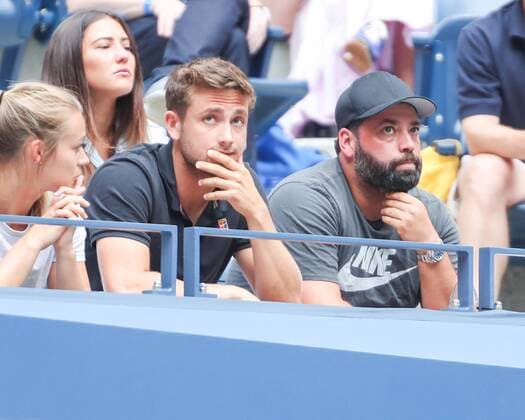 Victoria Azarenka coach coach Benjamin Ebrahimzadeh with cap and sparring partner Sebastian Sachs in the players box Copyright: xJuergenxHasenkopfx