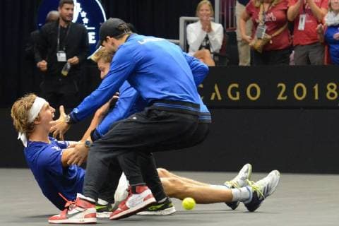 September 23, 2018 - Chicago, Illinois, United States - Team Europe celebrates winning the 2018 Laver Cup tennis event in Chicago. Tennis 2018: Laver Cup - ZUMAl132 20180923_zap_l132_031 Copyright: xChristopherxLevyx