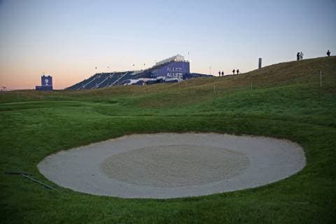A sand bunker at Le Golf National is seen before the start of the Ryder Cup in Guyancourt near Paris on September 25, 2018.  PAR20180925051 DAVIDxSILPA