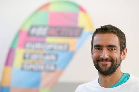 European Week, Marin Cilic 25.09.2018.., Zagreb - As part of the European Sport Week, Marin Cilic visited elementary school Julij Klovic and played with kids on physical education  GoranxStanzl PIXSELL