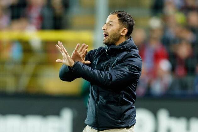 Freiburg Germany 25 09 2018 1 Bundesliga 5 Matchday SC Freiburg FC Schalke 04 Head Coach Domenico Tedesco S04 gestures gestures DeFodi048