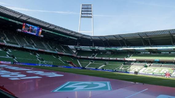 1 FBL Werder Bremen vs Hertha BSC Berlin 25 09 2018 Weser Stadium Bremen GER 1 FBL Werder Bremen vs Hertha BSC Berlin DFL REGULATIONS PROHIBIT ANY USE OF PHOTOGRAPHS AS IMAGE SEQUENCES AND OR QUASI VIDEO in the picture feature Weserstadion rhombus and escape tower north west curve nordphotoxKokenge nph00001