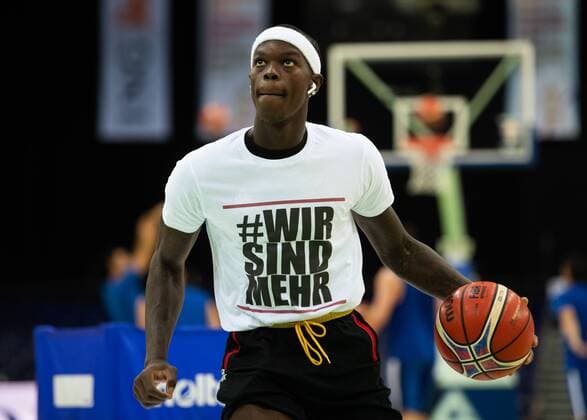 Basketball Leipzig 16 09 2018 European Qualifier World Cup Qualifier Germany GER Israel ISR wirsindmore Tshirt with slogan Dennis Schröder Schroeder Germany No 17 Schröder