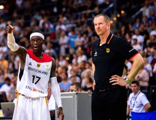 Basketball Leipzig 16 09 2018 European Qualifier World Cup Qualifier Germany GER Israel ISR Henrik Rödl Germany National Coach Roll Roedl Dennis Schröder Schroeder Germany No 17 Schröder