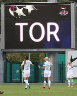 CL VfL Women vs. Thor Womens Football Champions League 1 Round second leg VfL Wolfsburg vs. Thor KA Image shows jubilation on goal for 1 0 by Pernille Harder VfL 22 Wolfsburg
