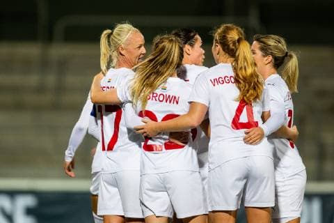 180926 Players of Rosengard celebrated after 1 0 during the soccer match in the Champions League between Rosengard and Rjazan on September 26, 2018 in Malmö  Copyright: MATHILDAxAHLBERG BB180926MA003
